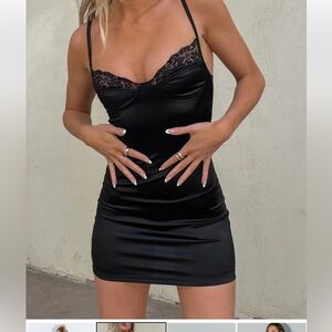 Princess Polly Elegant Black Lace Mini Dress